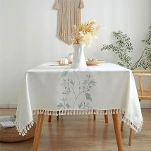 Nappe Carree Anti Tache Nappe Coton et Lin Lavable Nappe Tissu Tassel Style pour la Décoration des Tables dans Les Restaurants, Les Extérieurs et Les