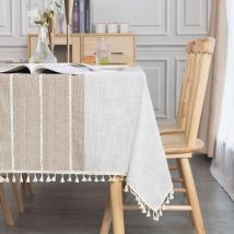 Nappe Carree Coton Lin Vintage Decoration Table Cloth Tablecloth Square 140x140 cm Tassel Nappe pour Table de Cuisine - Ccykxa