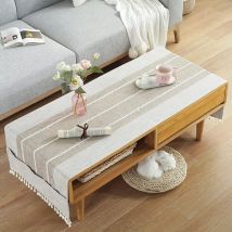 Nappe Coton et Lin avec Poche Latérale de Rangement Nappe Rectangulaire Anti Tache Nappe Table Basse Nappe de Table pour Salon, Balcon, Jardin,