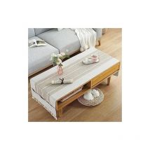 Nappe Coton et Lin avec Poche Latérale de Rangement Nappe Rectangulaire Anti Tache Nappe Table Basse Nappe de Table pour Salon, Balcon, Jardin,