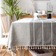 CCYKXA Nappe Rectangle 140x140 Lin Coton Vintage Grise Decoration Table Cloth Rectangulaire Tablecloth Rectangle pour Table de Cuisine