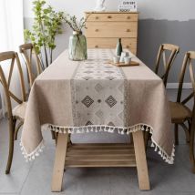 Nappe Rectangulaire Anti Tache Nappe Lin Coton Nappe Brodé Nappes Imprimées élégantes de Style Chinois pour Table de Cuisine Decoration(Carré, 140 x