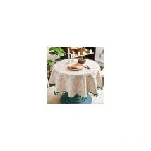 Nappe Ronde Lin Coton imprimé Fleuri, Nappe Table Ronde à Franges Lavable, Petite Nappe Ronde Anti Tache Décorer Utilisé de Table à Manger, Salon,