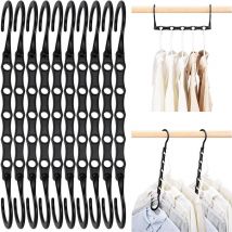 Ccykxa - Noir Lot de 10 Cintres Magiques Organisateur de Cintre Garde-Robe Rangement pour Vêtements Gain de Place dans Les Placard