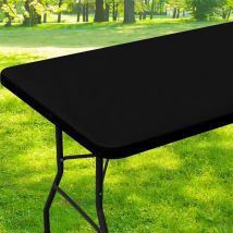Ccykxa - Noir Nappe Rectangulaire 76X183 cm Nappe Plastique avec Bords élastiques Flanelle Imperméable Protecteur de Table pour Salle à Manger Jardin