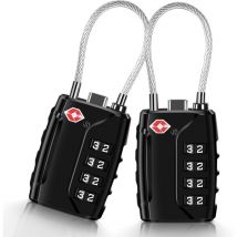 Noir)2 Pcs Cadenas Valise tsa, Cadenas Code 4 Chiffres Cadenas Valise Avion, Serrures à Bagages Cadenas Voyage pour Valise Avion Casier - Ccykxa