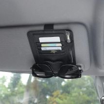 Organisateur de Pare-Soleil de Voiture, Clip de Suspension de Lunettes en Cuir pour Pare-Soleil de Voiture avec Poches de Rangement, étui Universel