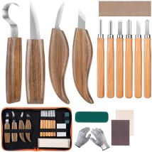 CCYKXA Outil de Ciseaux à Bois Kit, 15 Pièces DIY Outils de Sculpture avec Gants Résistants aux Coupures, Couteau de Sculpture pour Sculpteur,