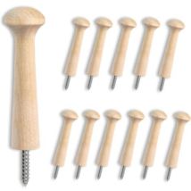 Ccykxa - Patere Murale Bois Brut [Lot de 12] - Porte Manteau Mural Individuel à Visser pour Accrocher Vêtements, Chapeaux, Serviettes - Crochets en