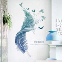 Ccykxa - Pegatinas de pared en azul (30×60cm) i Adhesivo decorativo de pared Pájaros Póster moderno i Decoración para salón dormitorio cocina pasillo