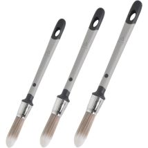 Petits Pinceaux pour Murale et Plafonds, Lot de 3 Pinceaux Vernis Rond, Taille Mixte Outil de Peinture de Garniture de Pinceau pour Coins Fenêtres