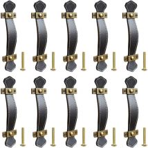 Poignée en Cuir pour Meuble, 10 Pièces Poignée en Cuir Noir, Boutons de Tiroir Cuir, Poignée de Porte Cuisine Cuir avec Vis, Accessoires pour