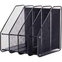 Porte-Revues de Bureau, 4 Compartiments Range-Revues Bureau en Métal, Rangement Bureau Organisateur de Documents Magazine Holder Rack, Porte Revue