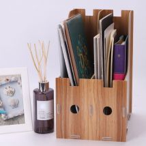 Porte-Revues en Bois à Deux Compartiments Boîte de Rangement de Bureau pour Cahiers Magazines Boîte de Stockage pour Papier A4, Dossiers et d'Autres