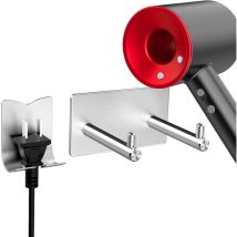 CCYKXA Porte-sèche-Cheveux pour Dyson etc. - sans perçage - Support Mural - en Acier Inoxydable 304 - Support de sèche-Cheveux avec support de câble