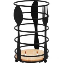 Porte Ustensiles Cuisine Inox, Pot Ustensiles Cuisine Porte Couvert Pot à Ustensiles de Cuisine Pot Cuisine Rangement Accessoire Cuisine, Noir