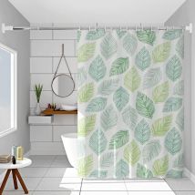 Rideau de Douche 200/240 Drop 200x240 cm, peva Long Rideau de Douche, Imperméable Feuilles Vertes Rideaux de Douche, Résistant à Moisissure Vertes