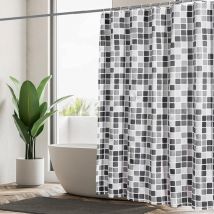 Rideau Douche Anti Moisissure, Rideau de Douche 180x180 cm, Poids Rideau Douche Tissu Polyester, Rideau Baignoire Imperméable, Lavable en Machine,