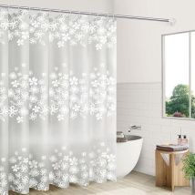 Rideaux de Douche 180x200 cm, Rideaux pour Baignoire Rideau de Douche Transparent avec Motif de Motif Floral peva Imperméable, avec 12 Anneaux de