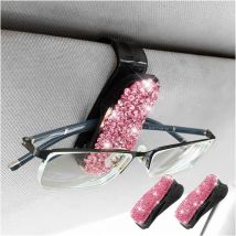 Rose)Porte Lunettes pour Voiture, 2 Pcs Support Lunettes pour Voiture en Strass, Clips de Pare-Soleil de Voiture, Support de Lunettes de Pare-Soleil