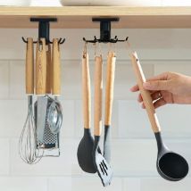Rotatif à 360° Porte Ustensiles Cuisine Lot de 2,Support Ustensiles Cuisine avec 6 Crochets,sans perçage Rangement Organiseur Rack,pour