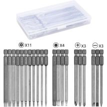 Ccykxa Schraubendreher-Bits 21-teilig, magnetischer Schraubendreher-Bit 100 mm lang, Torx T6-T40, Sechskant 3 mm-6 mm, Phillips PH2, Schlitz 4 mm-6