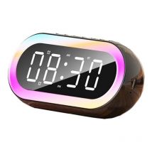 Ccykxa - Schwarz) RGB-Digitalwecker mit Dual-Alarm, Schlummerfunktion, tragbarer Wecker mit großem LED-Spiegelbildschirm, USB-Ladeanschluss
