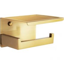Toilet Paper Holder Brushed Brass Self-Adhesive with Shelf, Wall Mounted Toilet Paper Holder for Bathroom, Stainless Steel, Toilet Paper Holder