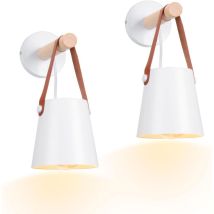 Ccykxa Set Mit 2 Vintage-wandleuchten Für Den Innenbereich, Moderne E27-wandlampen, Metalllampenschirme Mit Holzhalterungen, Pendelleuchten Für 