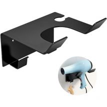 Ccykxa - Soporte para secador de pelo adhesivo + tornillo, doble instalación, de acero inoxidable, sin perforaciones, universal, para montaje en