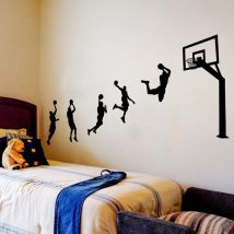 Sticker Mural, Lancer le Basket Autocollant Mural Comme Decoration Murale Pour Chambre a Coucher Salon Chambre D'enfant, Art Bricolage Decoration