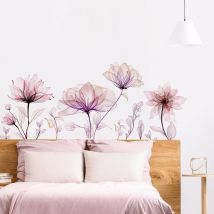 Ccykxa - Stickers Muraux Abstrait Floral Autocollants Muraux Transparent Aquarelle Lotus Sticker Mural Amovible Sticker pour Salon Chambre Bureau