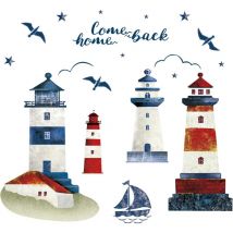 Stickers Muraux Phare Voilier Autocollant Mural Sous Marine Nautique Mouette Décoration Murale Salon Salle de Bain - Ccykxa