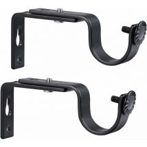 Supports de Tringle à Rideau Réglable Support de Barre de Rideau 20-28mm (Noir) 2pcs,