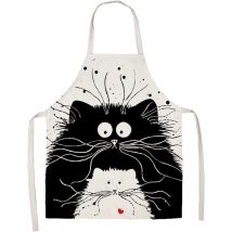 Tablier de Chat Mignon, Tablier de Cuisine en lin pour Barbecue, Cuisine et Peindre, pour Homme et Femme, Cadeau pour Papa et Maman - Ccykxa