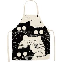 Tablier de Cuisine pour Femmes et Hommes Motif de Chat Tabliers à La Mode Tablier de Barbecue Unisexe Mignon Dessin Animé - Ccykxa