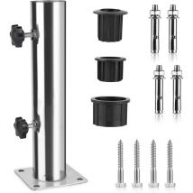 Ccykxa - Tube Parasol, Pied de Parasol, Support Parasol en Acier Inoxydable Réglable avec 3 Anneaux de Réduction en pvc (32/38/48mm), Pied pour