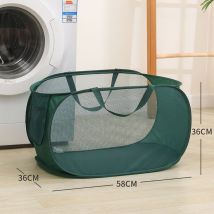 Vert Panier à Linge Sale Pliable Grand Pop Up Corbeille à Linge en Maille Bac à Linge avec Poignée et Poche Latérale Filet Sac à Linge Sale pour