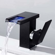 Ccykxa - Wasserfall-LED-Wasserhahn (schwarz), Badezimmer, schwarzer Wasserfall, heiß, kalt, Aufsatzwaschbecken, Waschbecken, Badezimmer-Wasserhahn