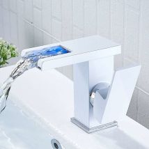 Ccykxa - Waterfall led Bathroom Faucet (White) Waterfall Hot Cold Countertop Sink Bathroom Faucet