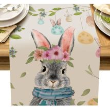 A 1 Pcs (33cm x 183cm ) Chemin de Table de Pâques Lapin et d'œuf, Lavables Chemin de Table saisonnier, décoration de Table Cuisine printanière pour