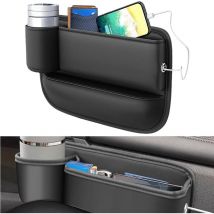 CCYKXAA 1 PCS Organisateur Voiture, Noir Universel Organisateur Siege Voiture, Avec Support de Verre Stockage éCart Siège Voiture, pour Ranger