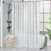 A 180 x 200 cm Rideau de Douche Anti Moisissure Rideau Douche Transparent Rideau Douche Imperméable Shower Curtain avec 12 Anneaux Rideau de Salle de