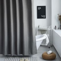 A 180x180 cm Rideau de Douche Anti Moisissure Imperméable, Rideau Douche en Lin texturé, Rideau Baignoire, Tissu Polyester Lavable en Machine, avec