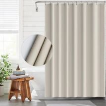 A 180x180 Cm Rideau de Douche Beige Eva Rideau de Douche Anti Moisissure Imperméable à l'eau Salle de Bain Rideau 12 Rideau D'anneau de Douche Facile