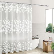 A 180x200 cm Rideaux de Douche , Rideaux pour Baignoire Rideau de Douche Transparent avec Motif de Motif Floral peva Imperméable, avec 12 Anneaux de
