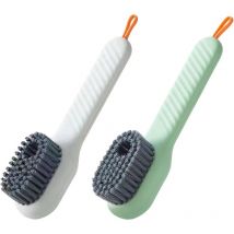 A 2 Pièces Brosse de Nettoyage pour Chaussures, Brosse à Chaussures avec Boîte à Liquide, Multifonctionnell Brosse à Chaussures Liquide Presse Brosse