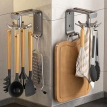 Ccykxa - a 2 Pièces Porte Ustensiles Cuisine avec 8 Crochets,Rotatif à 360° Support Ustensiles Cuisine,Mural Ustensiles Cuisine Organiseur Rack pour