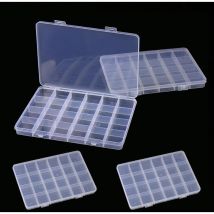 Ccykxa - 4 Stück 19 × 13 × 1,5 cm Kunststoff-Aufbewahrungsbox mit 24 Fächern, Fächerbox, für kleine Kunststoffteile mit Etikett, Aufbewahrung von