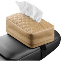 A Beige Boîte à mouchoirs pour Voiture, Support de boîte à mouchoirs pour Voiture Support Kleenex pour Voiture en Cuir PU,Porte-mouchoirs en Cuir pu